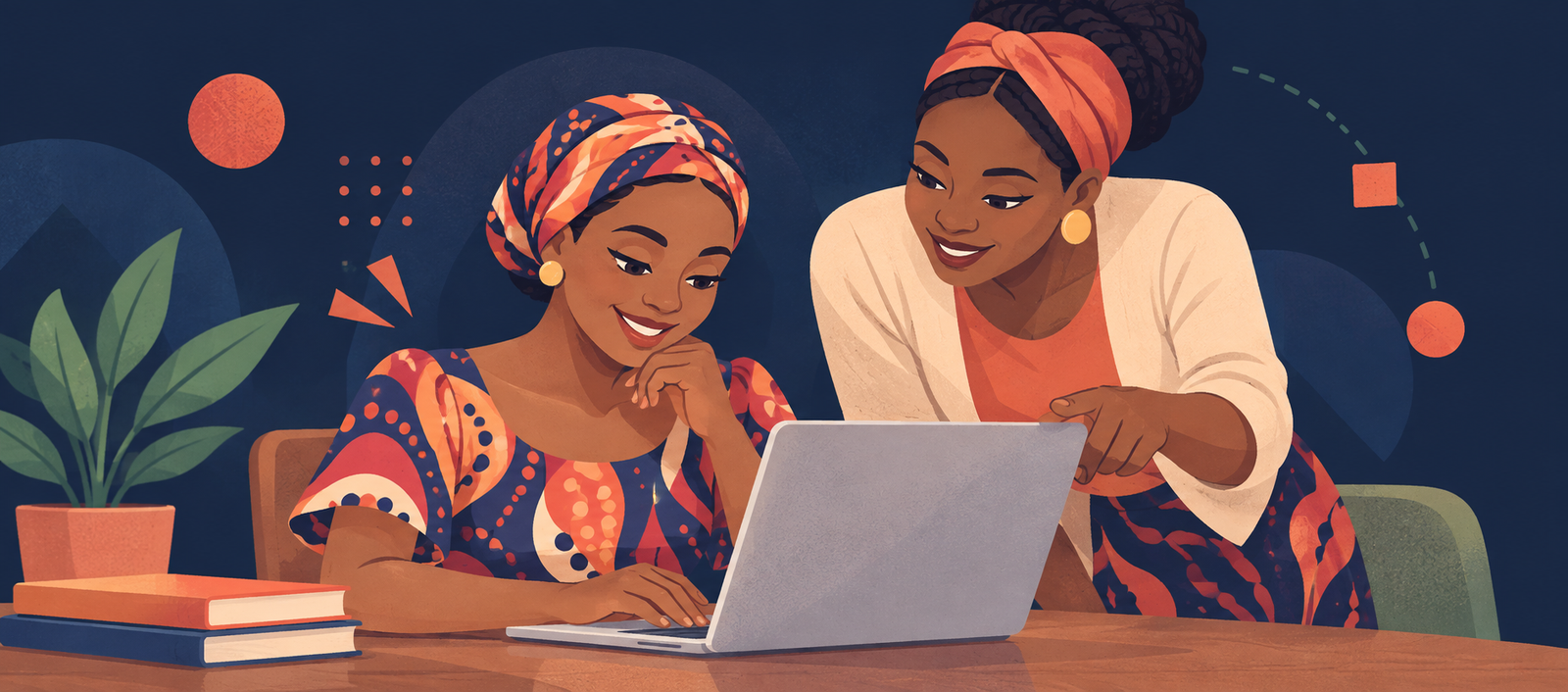 A learner and mentor building digital skills together on a laptop